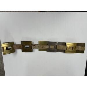 Multi-metal tones square geometric shape belt women's size large